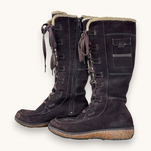 Timberland Earthkeepers Brown Suede Lace-Up Tall Boots Shearling Lined W9